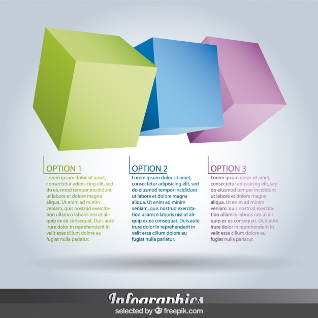 Vecteur gratuit Étapes infographic colorés avec des cubes