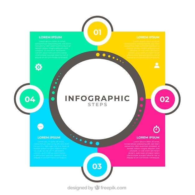 Vecteur gratuit Étapes infographiques colorés