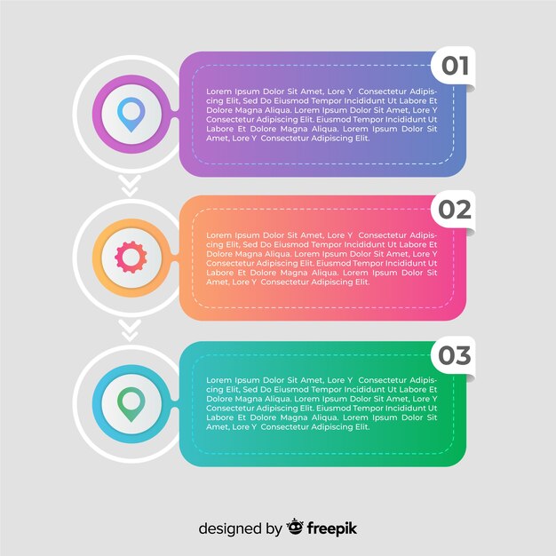 Étapes infographiques dégradé coloré