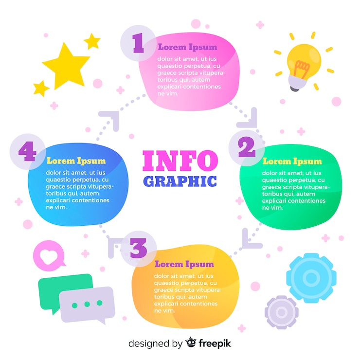 Vecteur gratuit étapes infographiques de dégradé
