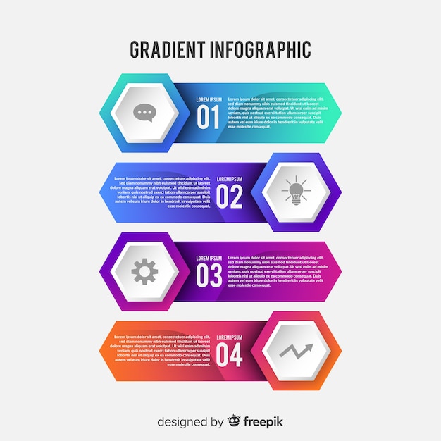 Vecteur gratuit Étapes infographiques de dégradé