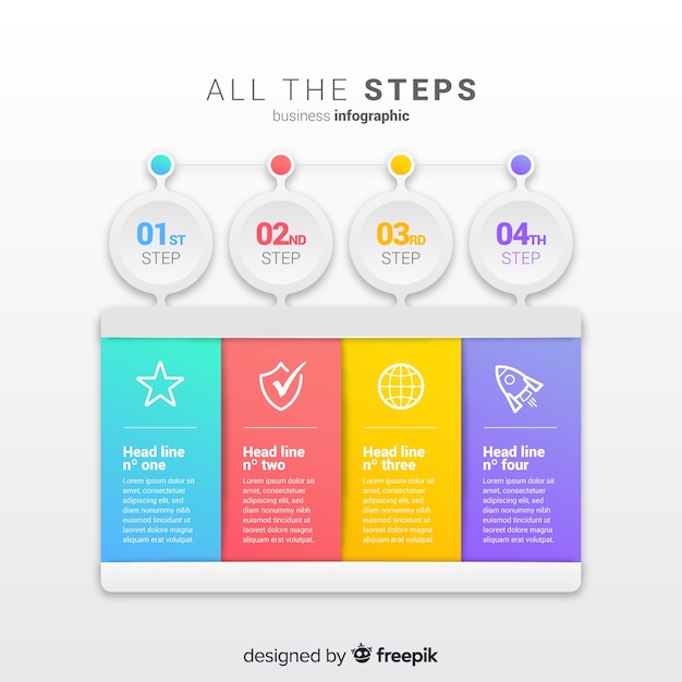 Étapes Infographiques Avec Dégradé