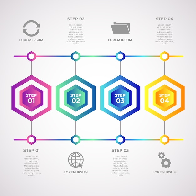 Vecteur gratuit Étapes infographiques dégradées