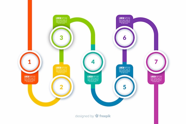 Vecteur gratuit Étapes infographiques plat coloré