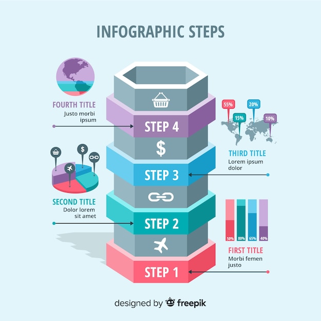 Étapes Infographiques Plat