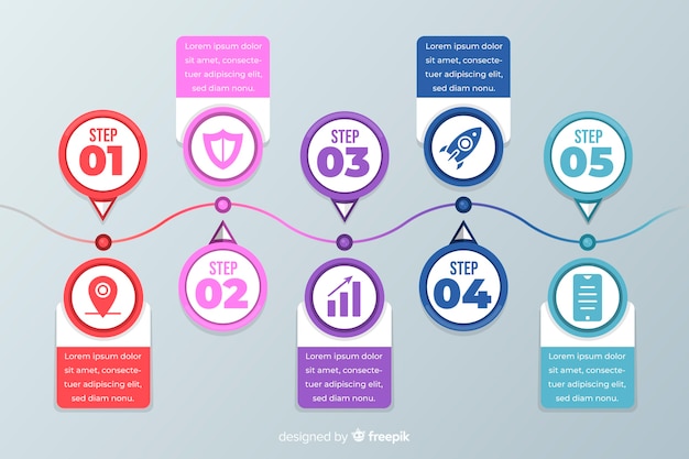 Étapes Infographiques Professionnelles Plates