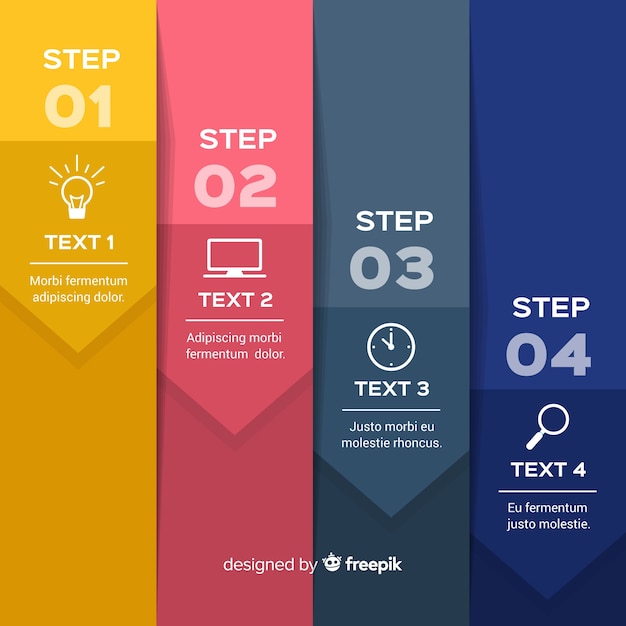 Vecteur gratuit Étapes infographiques