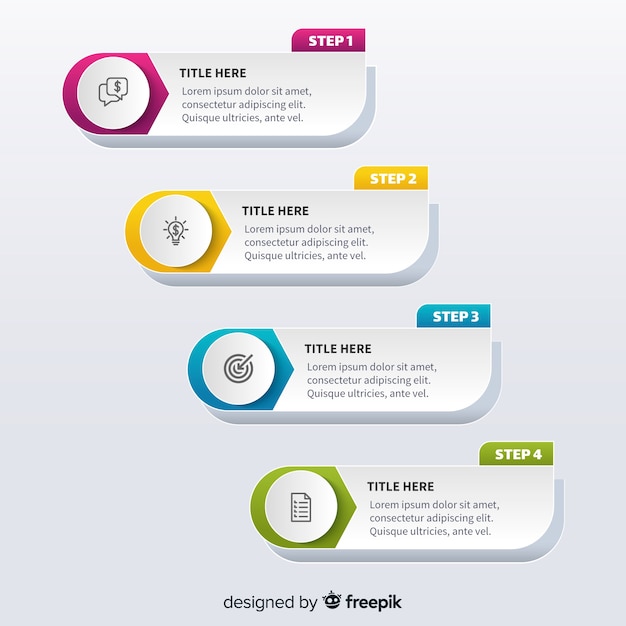 Étapes De Modèle De Conception Plate Infographie