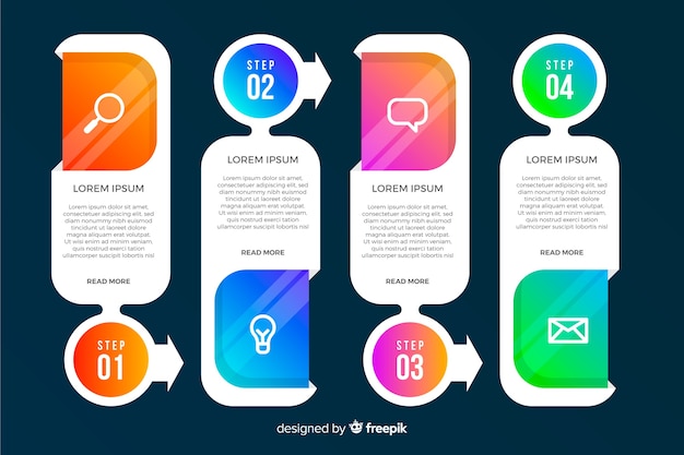 Vecteur gratuit Étapes modernes d'infographie colorée