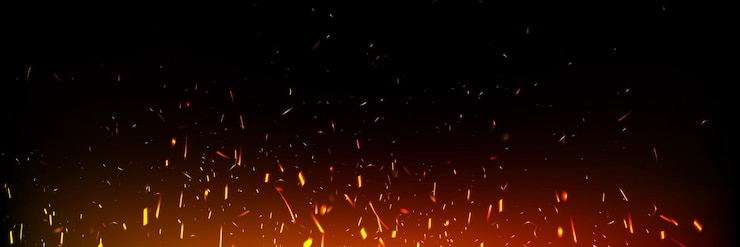 Vecteur gratuit des étincelles de feu flottant vers le haut sur un fond sombre.