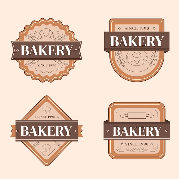 Vecteur gratuit Étiquette ou badges plats dessinés à la main de boulangerie