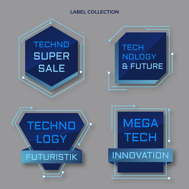 Étiquette Et Badges De Technologie Minimale De Conception Plate