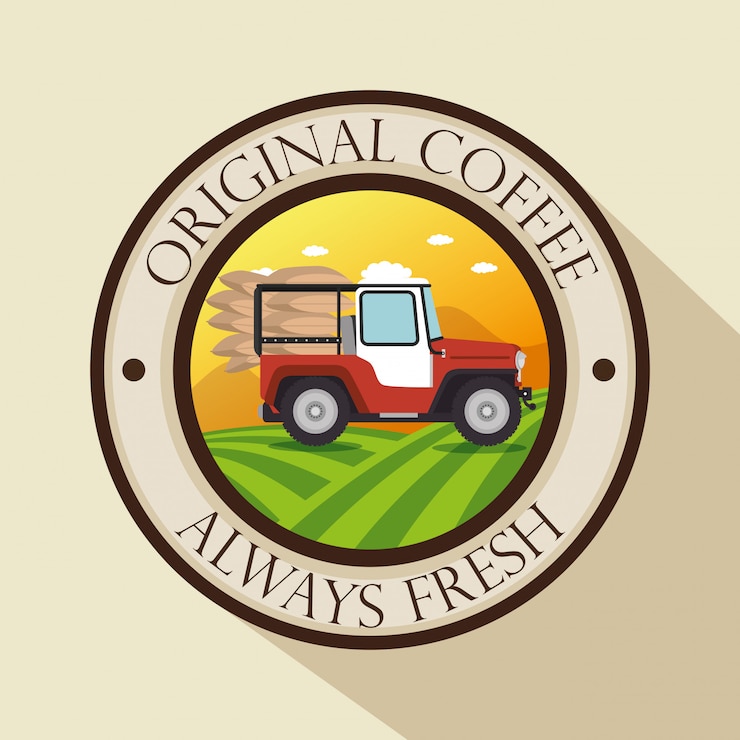 Vecteur gratuit etiquette de café originale avec transport