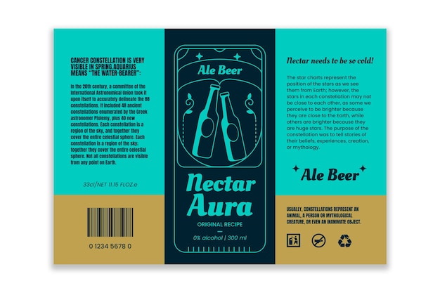 Vecteur gratuit Étiquette de canette de bière linéaire