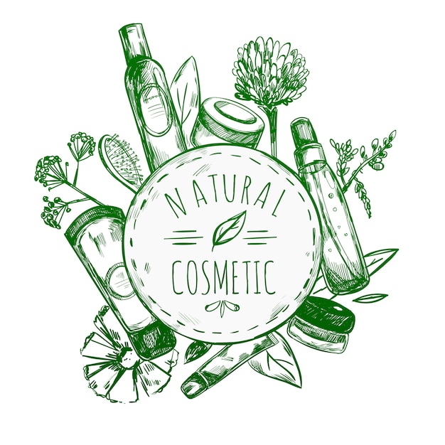 Vecteur gratuit Étiquette de cosmétiques naturels dessinés à la main