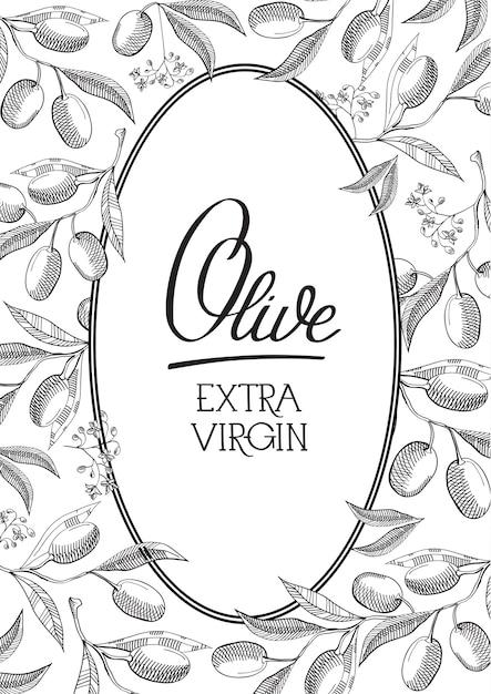 Vecteur gratuit Étiquette ovale olive extra vierge