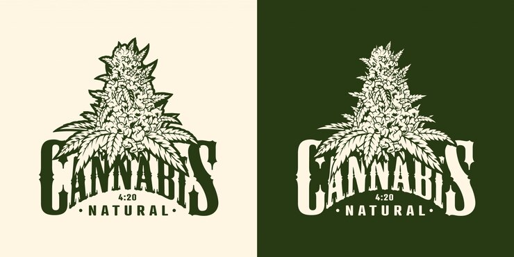 Vecteur gratuit étiquette de plante de marijuana vintage