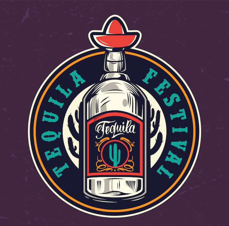 Vecteur gratuit étiquette ronde colorée du festival mexicain de la tequila