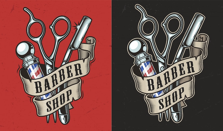 Vecteur gratuit étiquette de salon de coiffure vintage