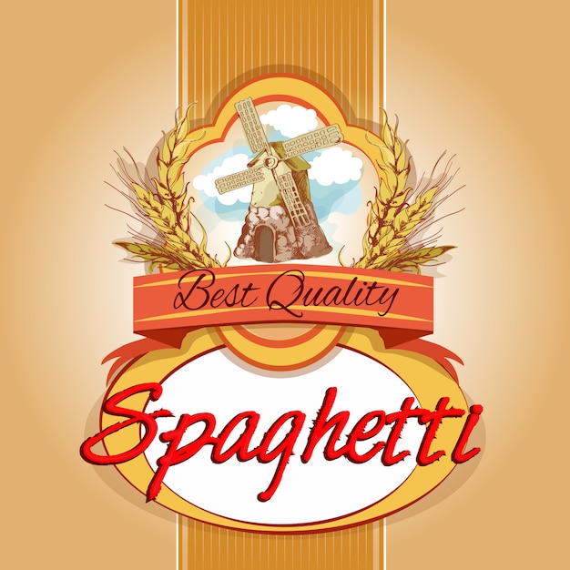 Vecteur gratuit Étiquette de spaghetti