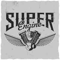 Vecteur gratuit Étiquette super engine