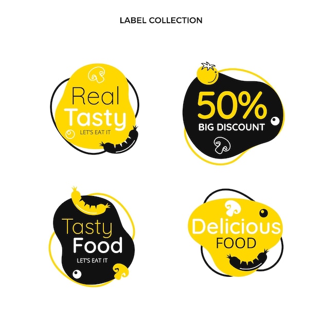 Étiquettes alimentaires design plat