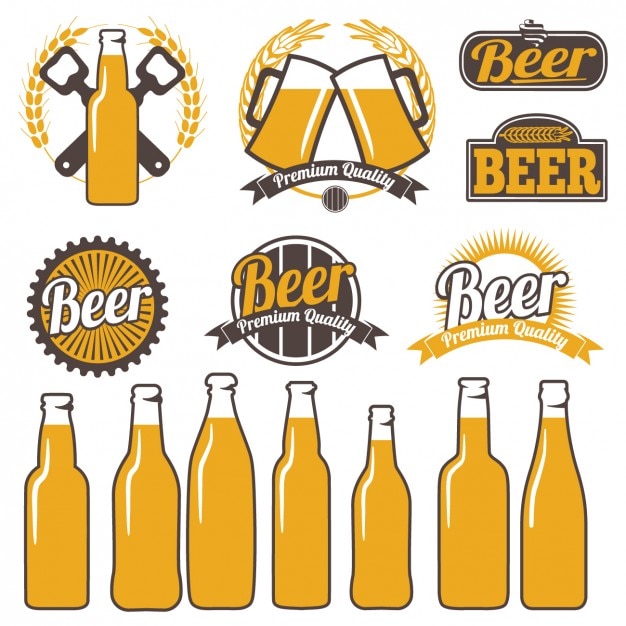 Vecteur gratuit étiquettes de bière colorés