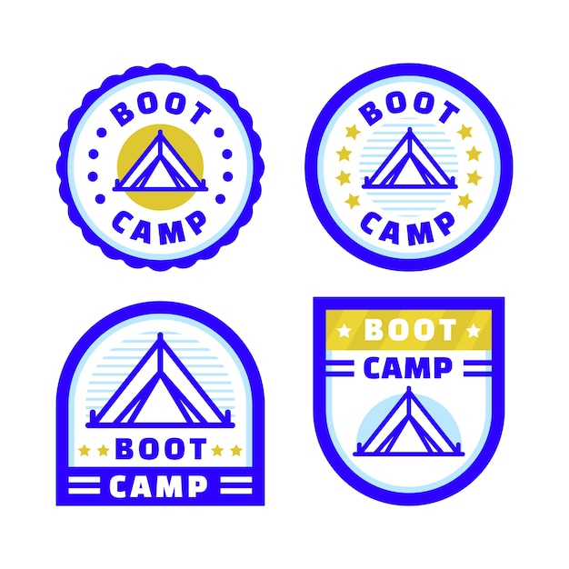 Étiquettes De Camp D'entraînement Au Design Plat