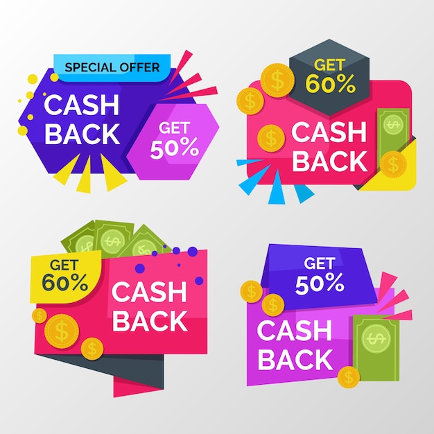 Étiquettes De Cashback Colorées Avec Remise