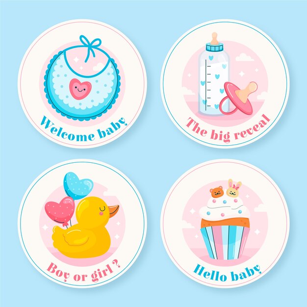 Étiquettes de célébration à conception plate révélant le sexe