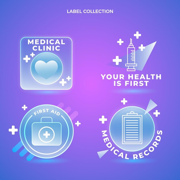 Étiquettes de clinique médicale en dégradé