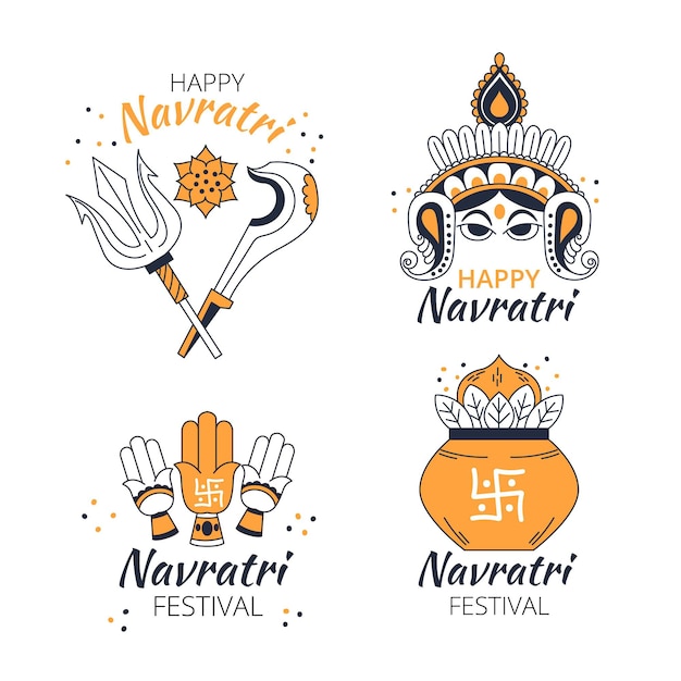 Vecteur gratuit Étiquettes du festival navratri