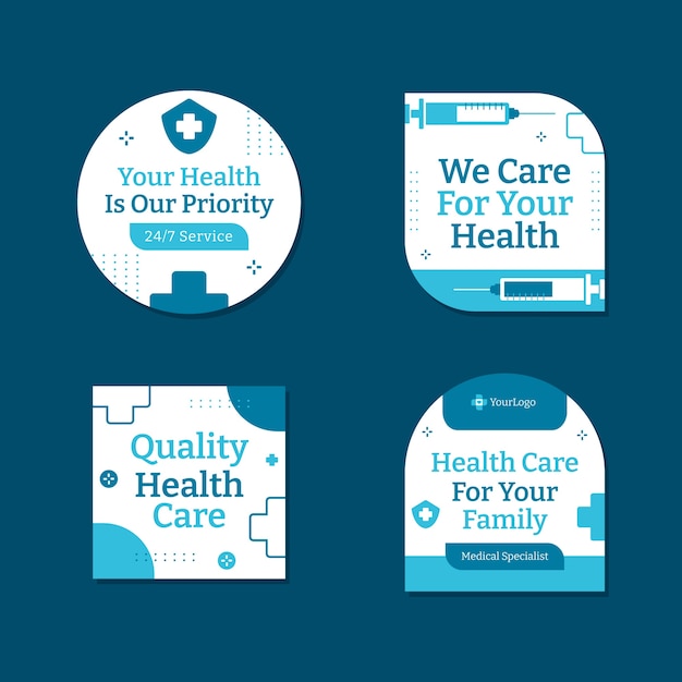 Vecteur gratuit Étiquettes du système de santé au design plat