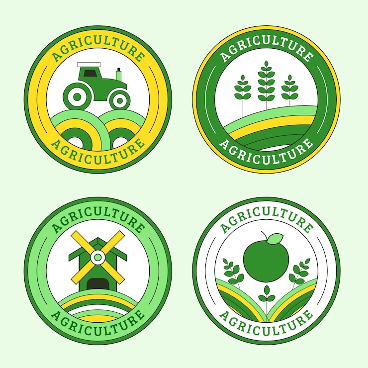 Vecteur gratuit étiquettes d'entreprise agricole dessinées à la main
