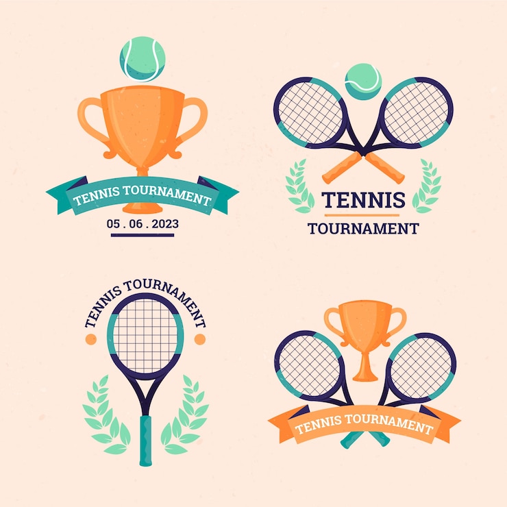 Vecteur gratuit étiquettes de jeux de tennis dessinées à la main