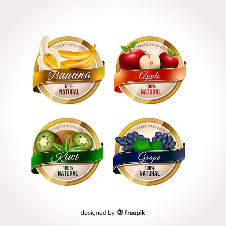 Vecteur gratuit étiquettes réalistes d&#39;aliments biologiques