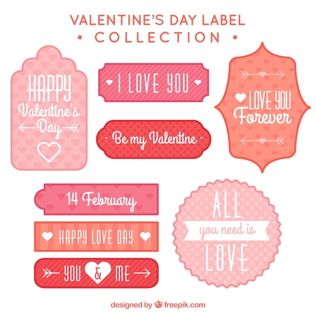 Les étiquettes De Saint Valentin Décoratif Avec Des Conceptions Différentes