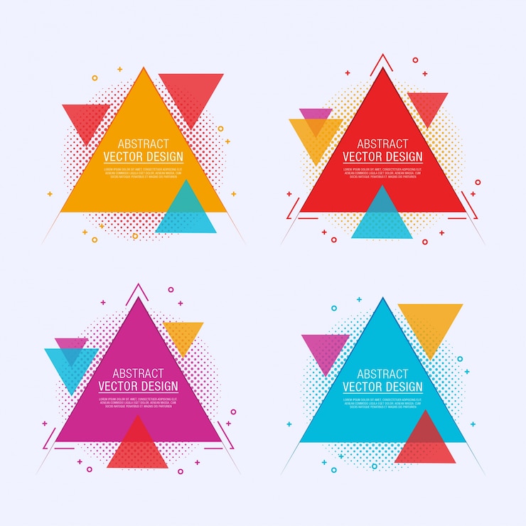 Vecteur gratuit étiquettes triangulaires abstraites