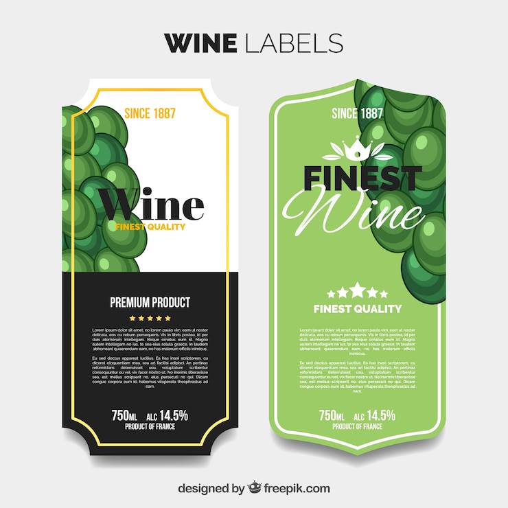 Vecteur gratuit étiquettes de vin dessinées à la main