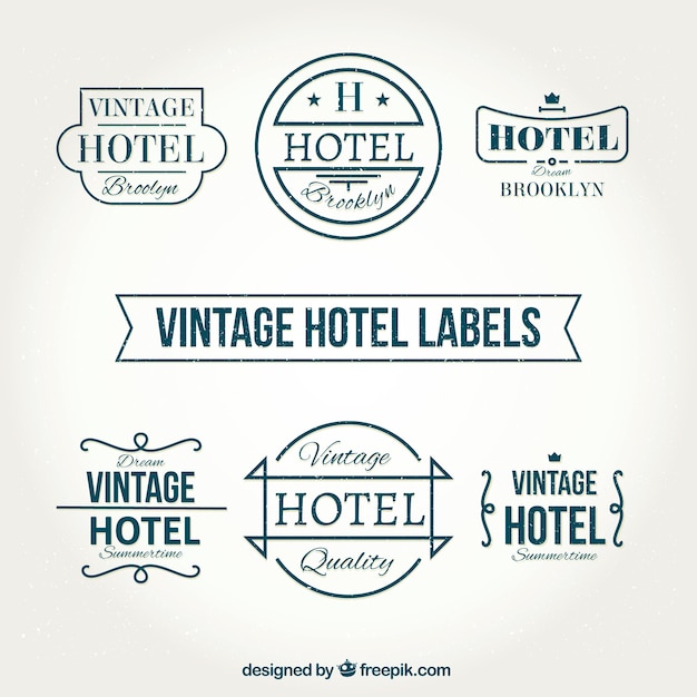 Vecteur gratuit les étiquettes vintages de l'hôtel dans le style rétro