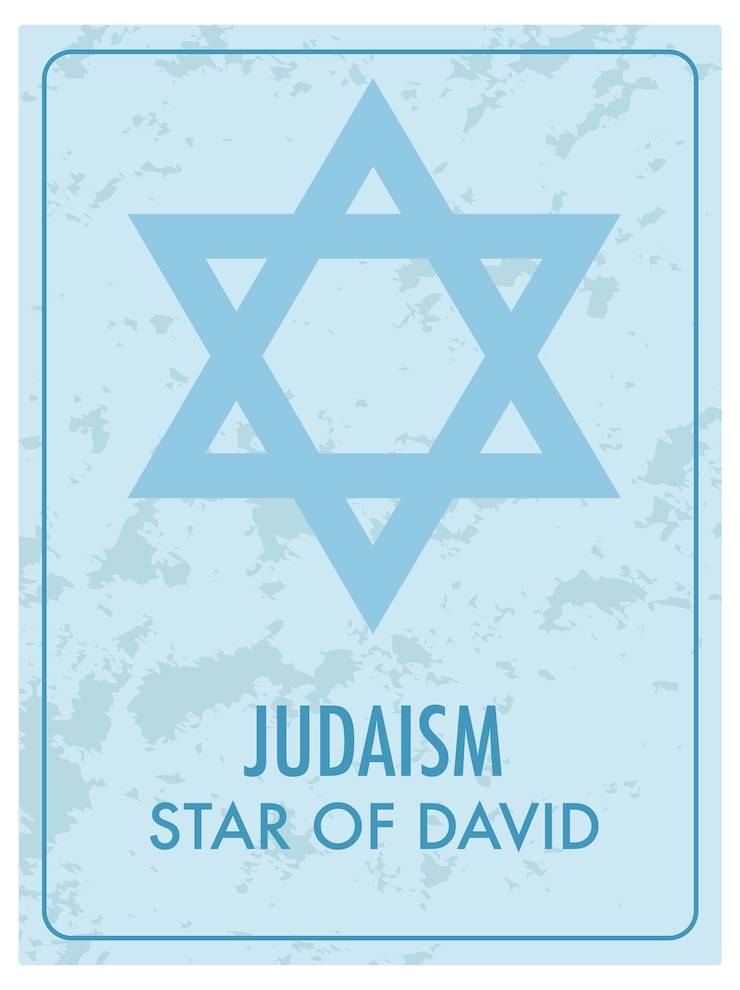 Vecteur gratuit étoile juive bleue de david sur la carte religieuse