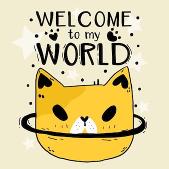 Etoile De Tete De Chat Drole De Griffonnage Mignon Bienvenue Dans Mon Illustration Du Monde Vecteur Premium Etoile De Tete De Chat Drole De Griffonnage Mignon Bienvenue Dans Mon Illustration Du Monde Vecteur Premium