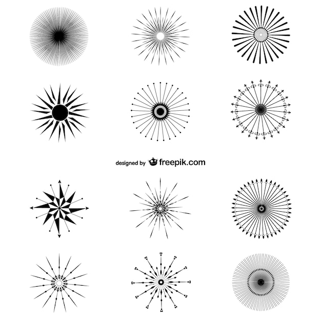 Vecteur gratuit Étoiles symboles complexes fixés