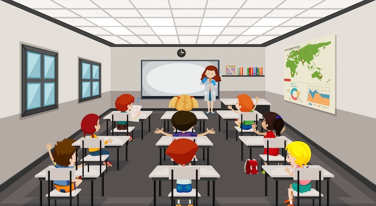 Vecteur gratuit étudiants en illustration de la classe moderne