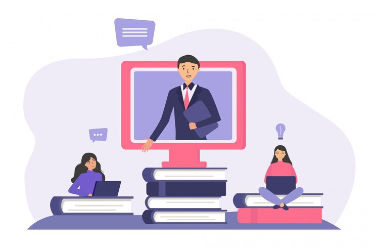 Vecteur gratuit les étudiants qui étudient en ligne