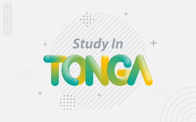 Étudier à Tonga Typographie Créative Avec Effet De Mélange 3d Illustration Vectorielle