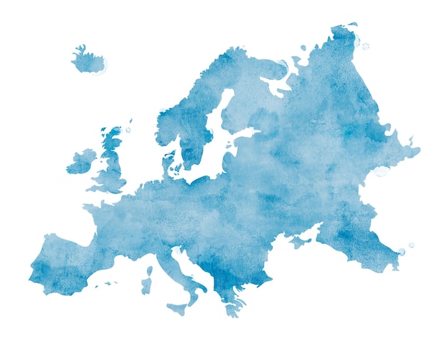 Europe isolée colorée à l'aquarelle