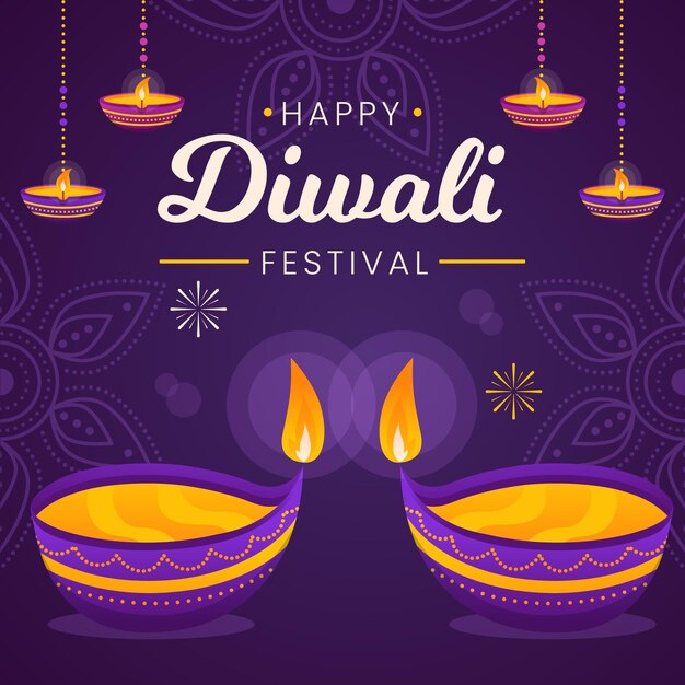 Événement Diwali Avec Un Design Plat Diyas