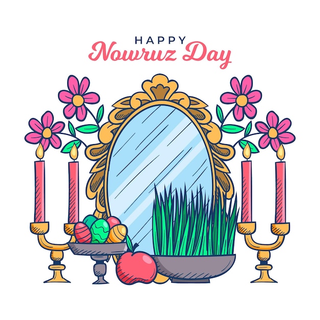 Vecteur gratuit Événement heureux nowruz dessiné à la main