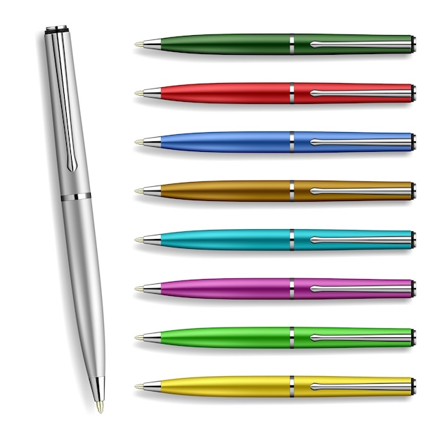 Excellent vecteur Set stylos colorés isolés sur blanc